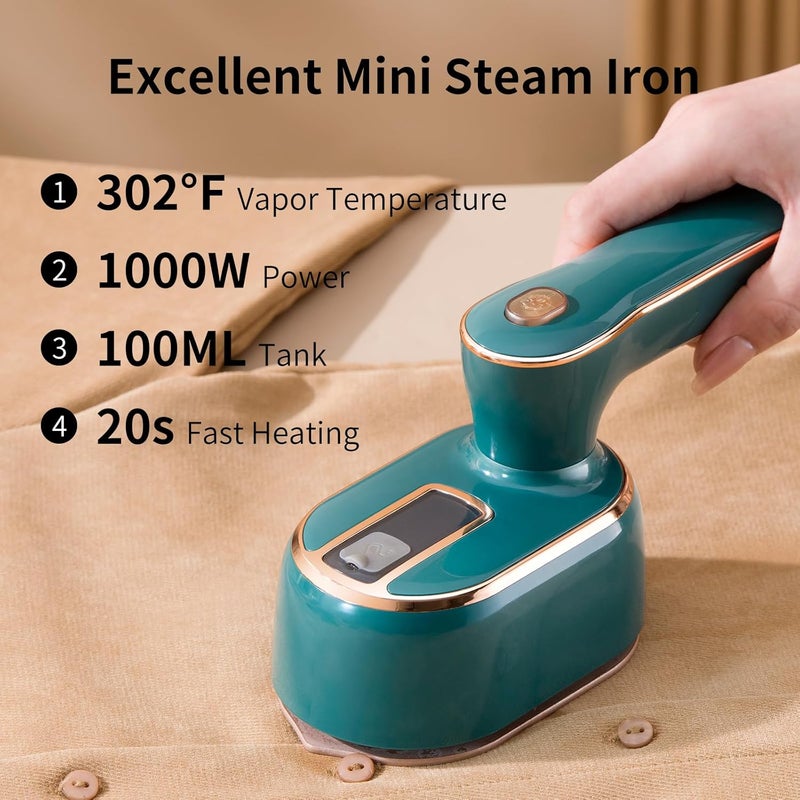 TEKI Travel Steamer for Clothes -1000W Small Steam Irons Foldable for Wrinkle Removal, Compact Portable Mini Steamer for Clothes Travel College Dorm Office Home Garment Steamer for Clothes 120V，1 Piece - Image 2